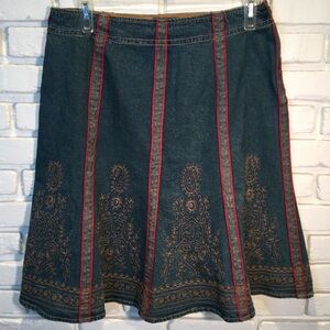 Motto Embroidered Denim Skirt 16